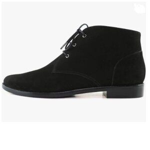 YDN Black Low Heel Pointy Toe Lace Up Chukka Ankle Boots Fall Winter Dress